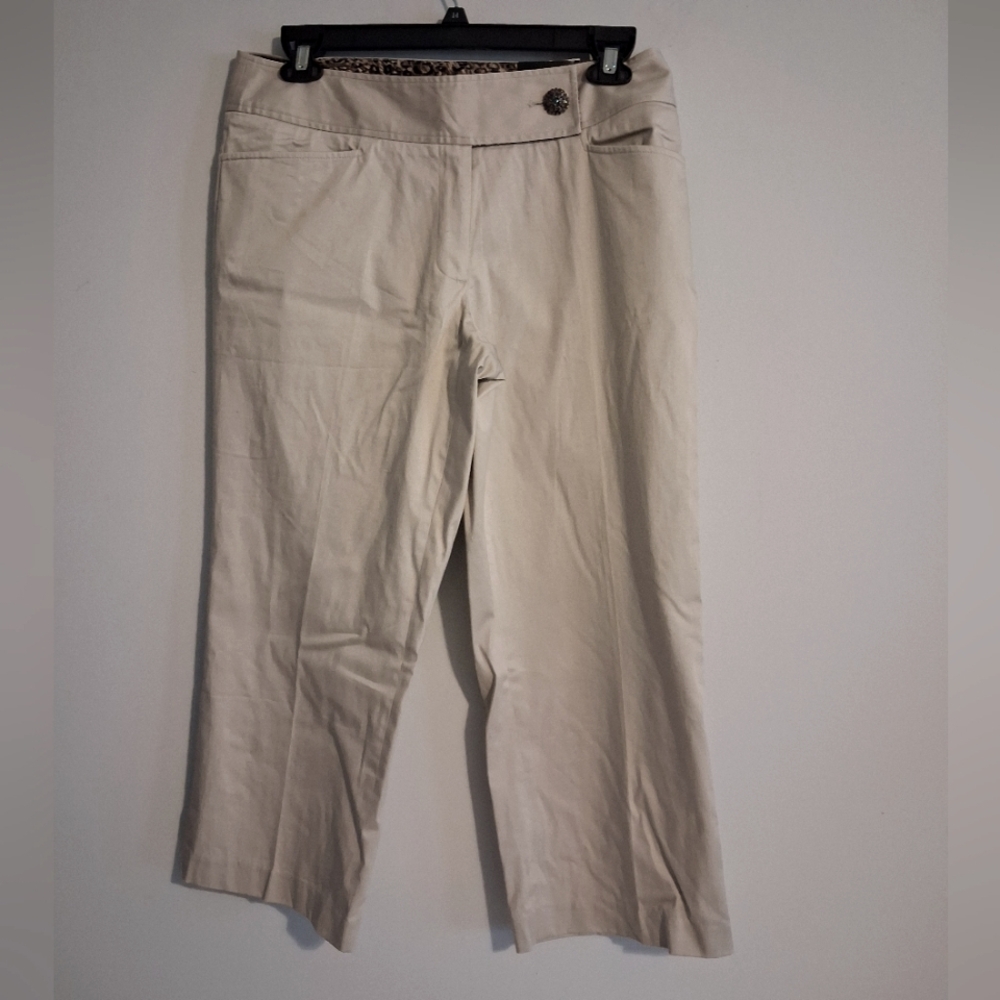 Beige Wide Legged Cropped Pants Size 14